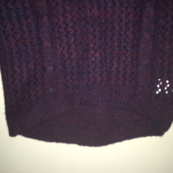 JJ Basics Cable-Knit Open Weave 3/4 Sleeve Sweater in Purple-Size Small - Picture 6 of 8